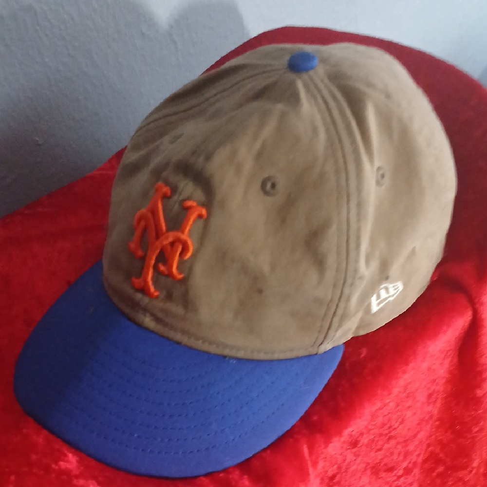 MLB Tan and Blue Cap with Orange Logo